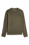 John Varvatos Crewneck Long Sleeve T-shirt In Olive