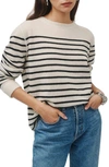 Reformation Cashmere Boyfriend Sweater In Gossamer Black Stripe