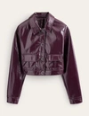 BODEN CROPPED COLLARED JACKET MAROON WOMEN BODEN