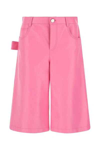 BOTTEGA VENETA BOTTEGA VENETA WOMAN PINK NAPPA LEATHER BERMUDA SHORTS