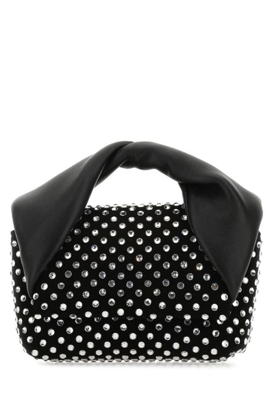 Jw Anderson Woman Embellished Suede Mini Twister Handbag In Black