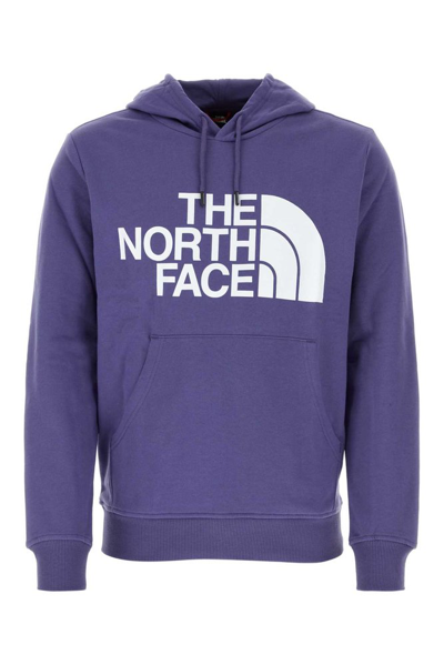 The North Face Logo Printed Drawstring Hoodie In Purple