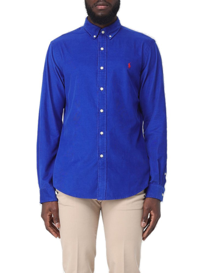 Polo Ralph Lauren Pony Logo Embroidered Buttoned Shirt In Blue