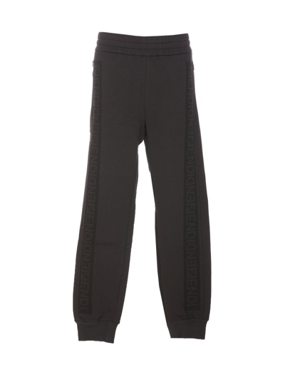 Fendi Logo Tape Elasticated Waist Sweatpants In Grey