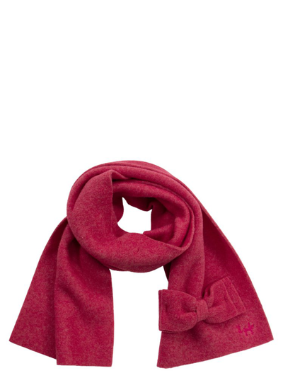 Il Gufo Bow Embellished Fleece Scarf In Red