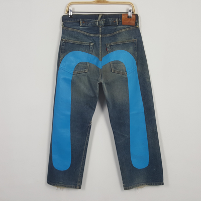Pre-owned Custom X Vintage Evis 90's Japan Custom Blue Daicock Style Denim Jeans