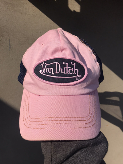 Pre-owned Vintage Big Von Dutch Trucker Hat Usa Cap  In Black/pink