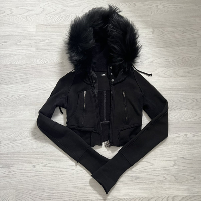 Pre-owned Le Grande Bleu L G B L.g.b Cropped Fur Parka Hoodie In