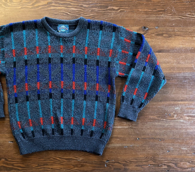 Pre-owned Jantzen X Vintage 80's Jantzen Multi Color Knit Sweater In Gray