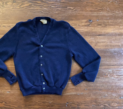 Pre-owned Cardigan X Robert Bruce Vintage 60's Arnold Palmer Distressed Wool Cardigan Sweater In Navy