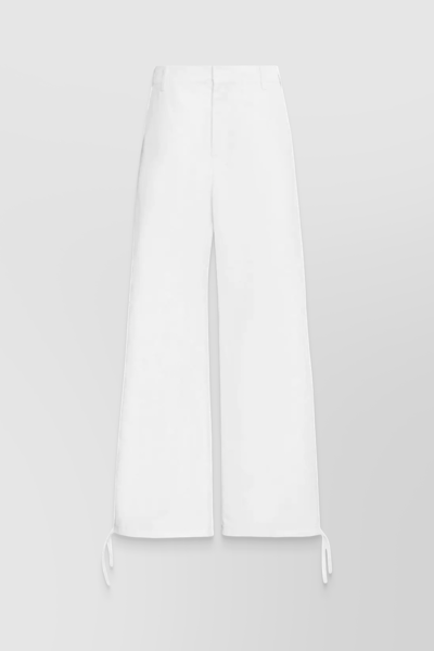 Marni Embroidered-logo Straight-leg Trousers In White