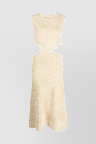 Jil Sander Velvet Cut-out Sleeveless Dress In Beige