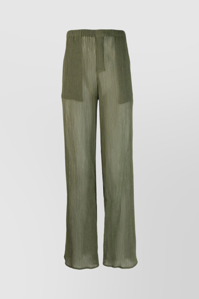 Ludovic De Saint Sernin Semi-sheer Elasticated Trousers In Kaki