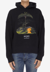 Palm Angels Enzo Graphic Print Hoodie With Ribbed Finish In Black
