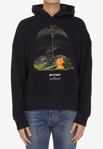 Palm Angels Enzo From The Tropics Cotton Hoodie In Black