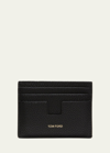 Tom Ford Men's T-line Open Side Leather Card Holder In 1n001 Black