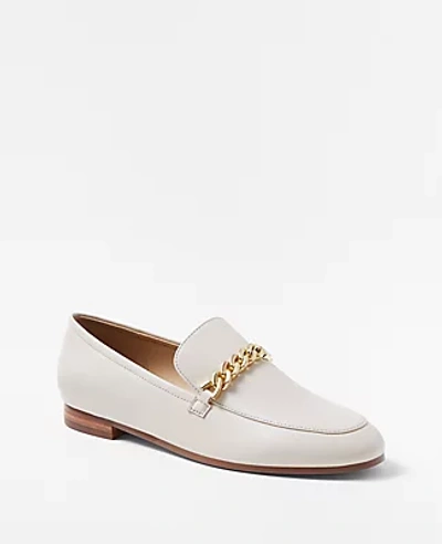 Ann Taylor Chain Leather Loafers In Pearl Shadow