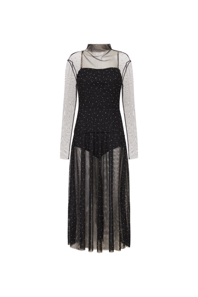 Rebecca Vallance Alyssa Sheer Midi Dress In Black