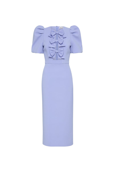 REBECCA VALLANCE ANNABELLE PUFF SLEEVE MIDI DRESS PURPLE