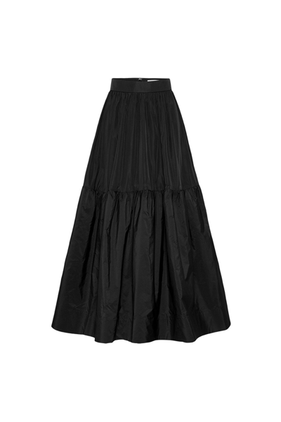 Rebecca Vallance Chiara Pleated Tiered Midi Skirt In Black