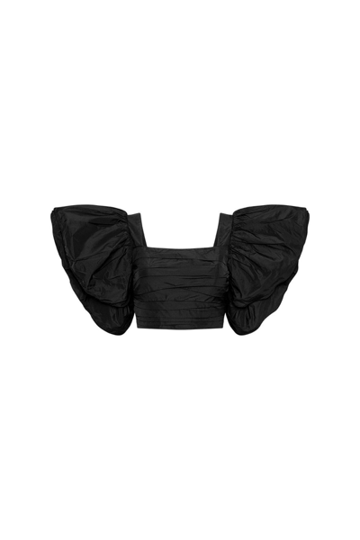 Rebecca Vallance Chiara Ruffled Crop Top In Black