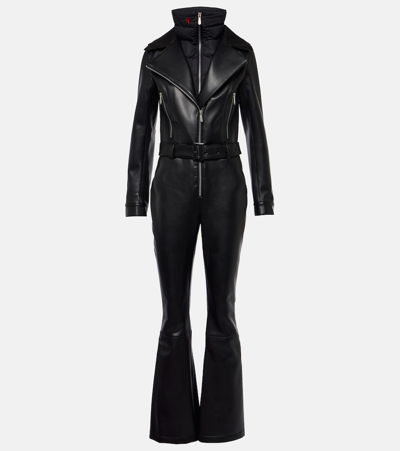 Perfect Moment Cameron Faux Leather Ski Suit Xs In Black-faux-leather