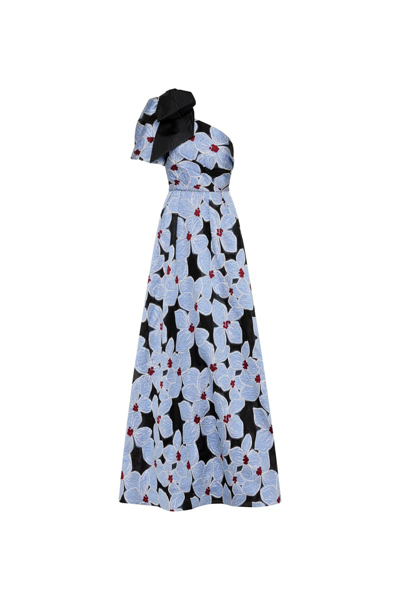 Rebecca Vallance Georgina Floral-embroidered Maxi Dress In Blue