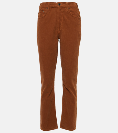 Agolde Riley High Rise Ankle Straight Jeans In Saddle In Brown