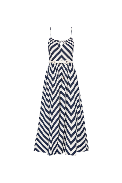 Rebecca Vallance Katerina Stripe-print Cotton Dress In Neutrals