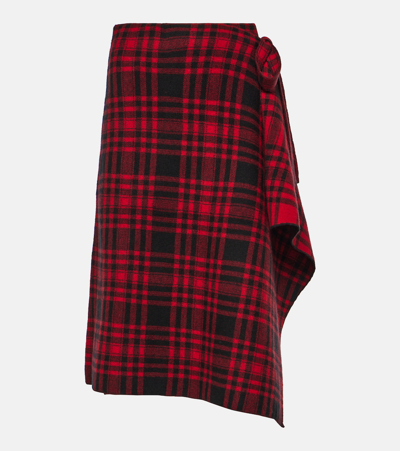 Polo Ralph Lauren Plaid Asymmetric Midi Skirt In Red