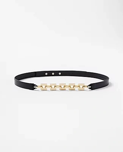 Ann Taylor Chain Leather Belt In Black