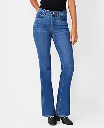 Ann Taylor Mid Rise Boot Jeans In Bright Mid Indigo Wash