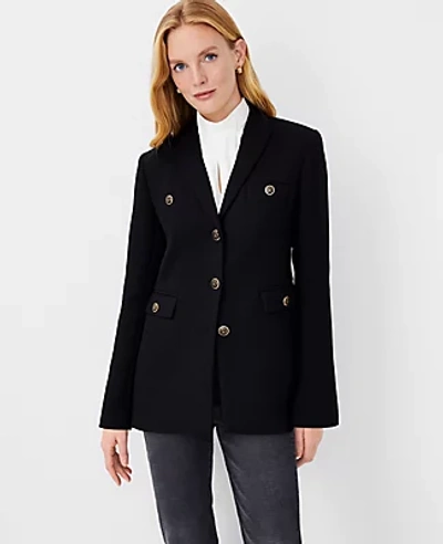 Ann Taylor Twill Tailored Jacket In Black