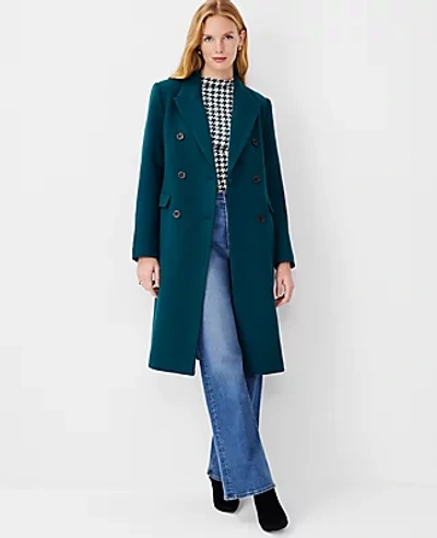 Ann Taylor Wool Blend Tailored Chesterfield Coat In Precious Emerald