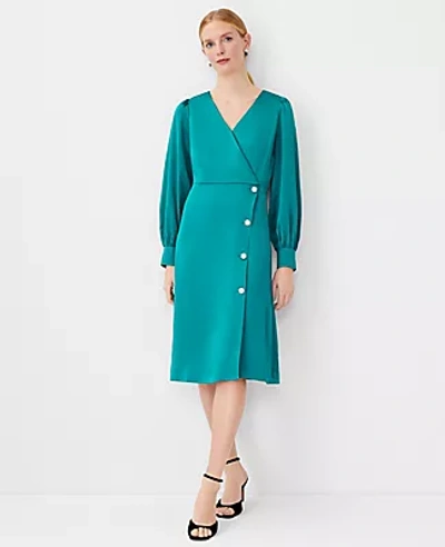 loft green satin dress Florence Waterfall Bridesmaids Dress in Forest Green Satin main image 0