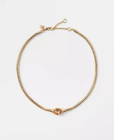 Ann Taylor Crystal Chain Necklace In Goldtone