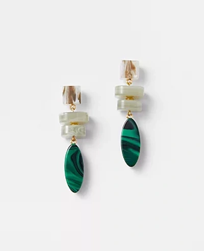 Ann Taylor Italian Collection Stacked Drop Earrings In Boxwood Green