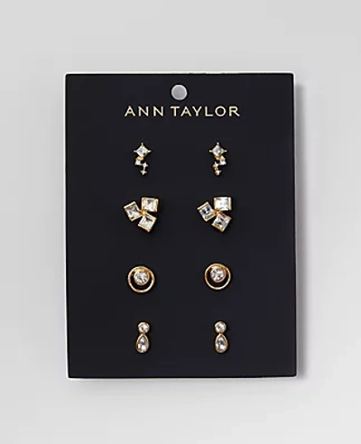 Ann Taylor Sparkle Stud Earring Set In Goldtone