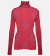 Burberry Checked Ribbed Mohair-blend Turtleneck Sweater In Multicoloured