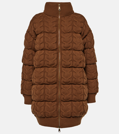 Max Mara Wool And Cashmere Down Jacket In Brown