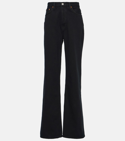 Re/done '70s Ultra High-rise Wide-leg Jeans In Black