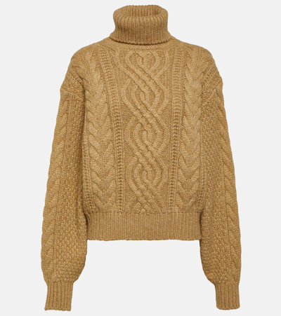 Loro Piana Erdenet Cashmere And Mohair Turtleneck Sweater In Brown
