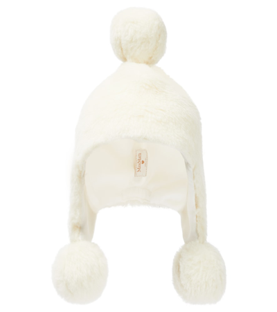 Max Mara Kids' Alpaca, Linen, And Silk Teddy Beanie In White