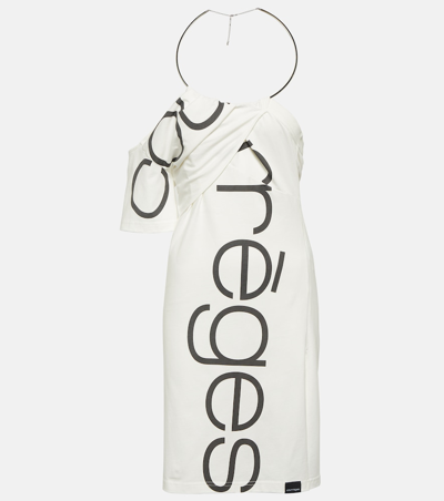Courrèges Logo Off-shoulder Cotton Minidress In White