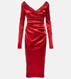 DOLCE & GABBANA RUCHED SATIN MIDI DRESS