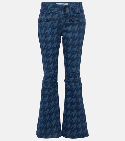 Perfect Moment Auroral Denim Ski Trousers In Houndstooth-mid-indigo