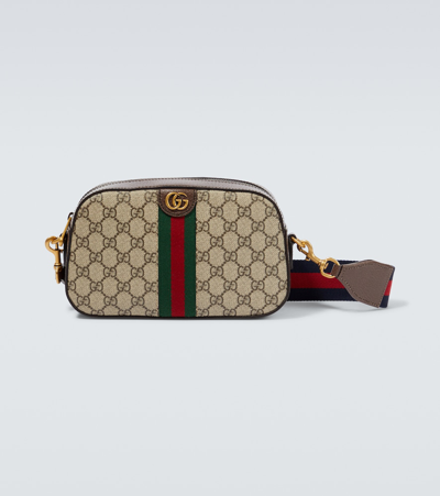 Gucci Neutral Ophidia Small Gg Shoulder Bag In Brown