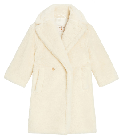 Max Mara Kids' Teddy Bear Icon Camel Hair And Silk Coat In White