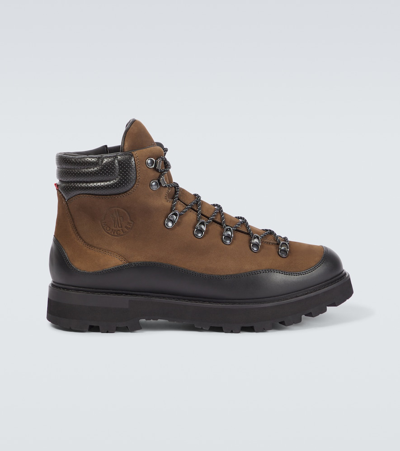 Moncler Peka Trek Leather Hiking Boots In Black