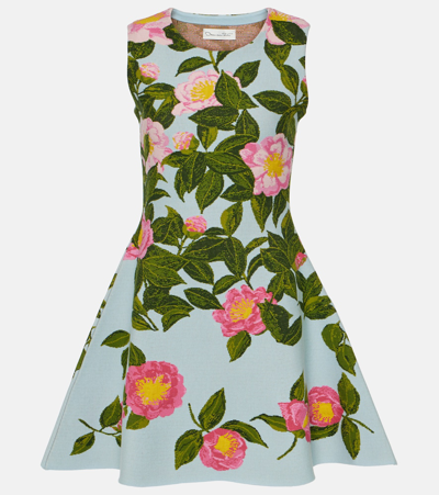 Oscar De La Renta Printed Minidress In Light Blue
